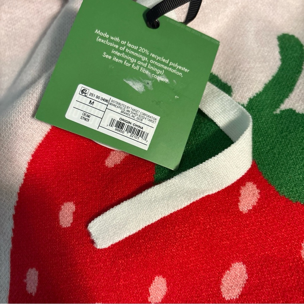 Kate Spade White pull over NWT with Red Strawberry Design KS/Target colab - Picture 6 of 7